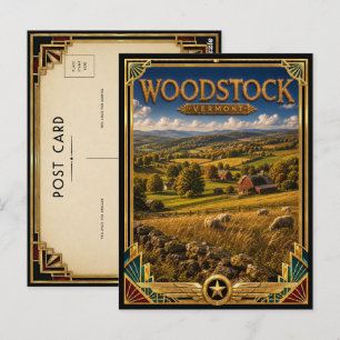 Woodstock Vermont Vintage Art Deco Gouden Tijdperk Briefkaart