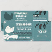 Woodstock-Wedstock huwelijksuitnodigingen Kaart (Voorkant / Achterkant)