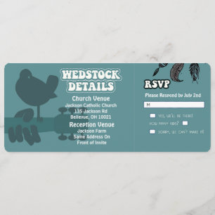 Woodstock-Wedstock huwelijksuitnodigingen Kaart