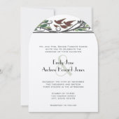 Woodsy Art Nouveau Bird Wedding Invites Kaart (Voorkant)