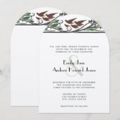 Woodsy Art Nouveau Bird Wedding Invites Kaart (Voorkant / Achterkant)