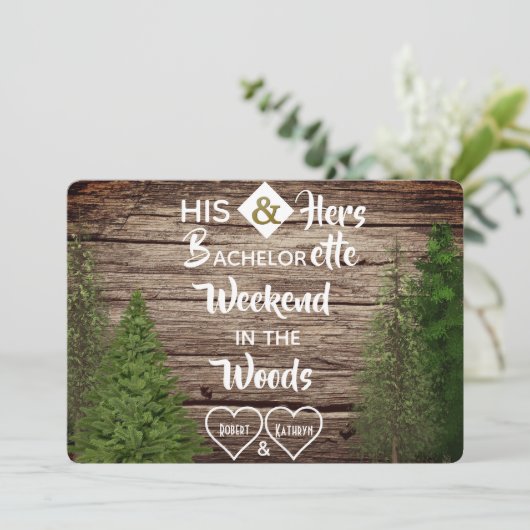 Woodsy Bachelor/Bachelorette Combined Party Invite Kaart (Staand voorkant)