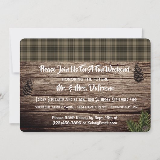 Woodsy Bachelor/Bachelorette Combined Party Invite Kaart (Achterkant)