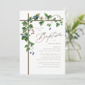 Woodsy Brown Cross Botanische Grapevine doop Kaart (Staand voorkant)