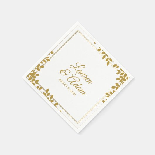 Woodsy Cocktail servetten | Blad Lijst (Goud) LT (Hoek)