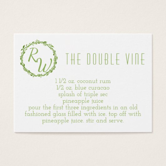 Woodsy Elegance | Trouwdag Handtekening Cocktail Visitekaartje (Voorkant)