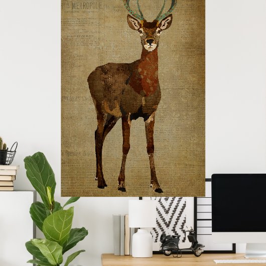 Woodsy Elk Art Poster (Thuiskantoor)
