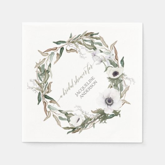 Woodsy Foliage Bloemen BOHO Krans Anemoon Rustiek Servetten (Voorkant)