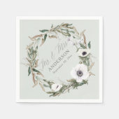 Woodsy Greenery Bloemen bruiloft Anemone Waterverf Servet (Voorkant)