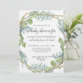 Woodsy Greenery Gender Neutral Baby shower Wood Kaart (Staand voorkant)