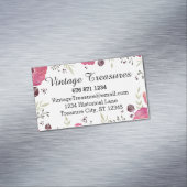 Woodsy Leaf en Bloemen Roze en Grijs Patroon Magnetisch Visitekaartje (Voorbeeld)