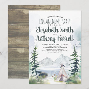 Woodsy Mountains Avontuur Boho Verlovingsfeest Kaart