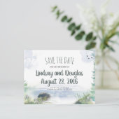 Woodsy Mountains Lake Adventure Save the Date Aankondigingskaart (Staand voorkant)