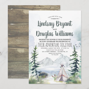 Woodsy Natuur Mountains Avontuur Bruiloft Kaart
