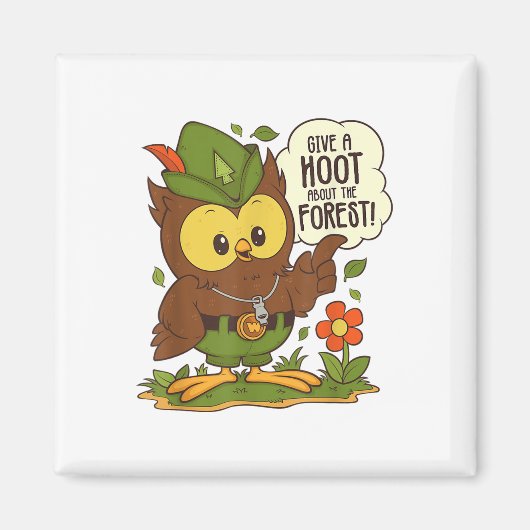 Woodsy Owl Geef een Hoot Over De Bos Arbor Dag Magneet (Voorkant)