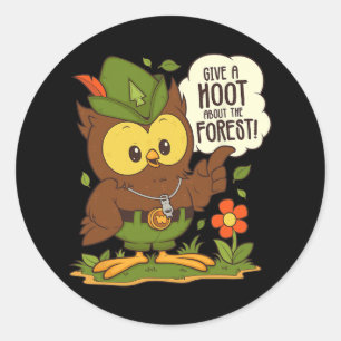 Woodsy Owl Geef een Hoot Over De Bos Arbor Dag Ronde Sticker
