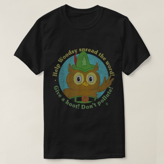 Woodsy Owl Give a Hoot Distressed and Faded  T-shirt (Design voorkant)