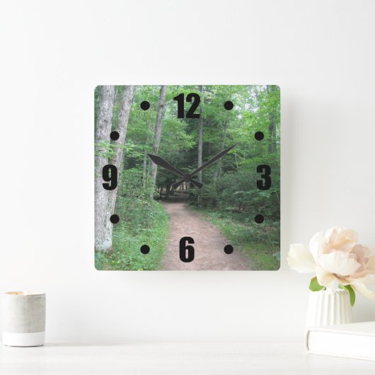 Woodsy Path Wall Clock Vierkante Klok (Huis)