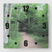 Woodsy Path Wall Clock Vierkante Klok (Voorkant)