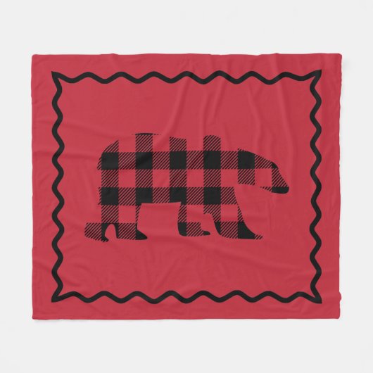 Woodsy Red en Black Pset Fleece Blanket (Voorkant (Horizontaal))