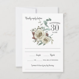 Woodsy Roos Waterverf Response RSVP Kaartje