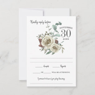 Woodsy Roos Waterverf Response RSVP Kaartje