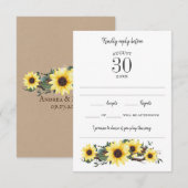 Woodsy Sunflower Waterverf Reactie RSVP Kaartje (Voorkant / Achterkant)