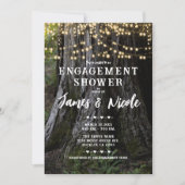 Woodsy Tree Lights Forest Rustic Engagement Party Kaart (Voorkant)