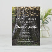 Woodsy Tree Lights Forest Rustic Engagement Party Kaart (Staand voorkant)