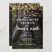 Woodsy Tree Lights Forest Rustic Engagement Party Kaart (Voorkant / Achterkant)