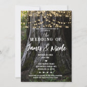 Woodsy Tree Sparkle Lights Forest Rustic Wedding Kaart (Voorkant)