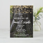 Woodsy Tree Sparkle Lights Forest Rustic Wedding Kaart (Staand voorkant)