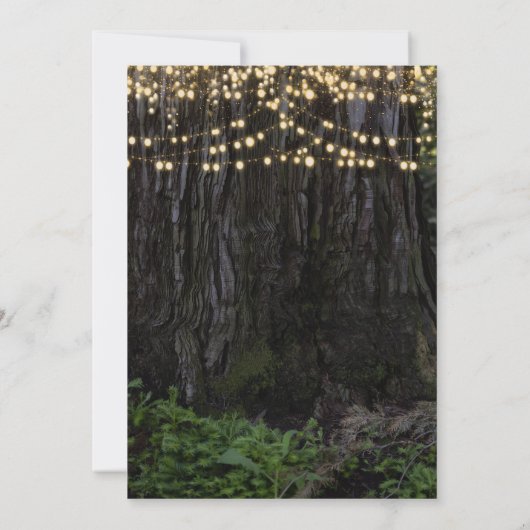 Woodsy Tree Sparkle Lights Forest Rustic Wedding Kaart (Achterkant)