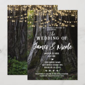 Woodsy Tree Sparkle Lights Forest Rustic Wedding Kaart (Voorkant / Achterkant)