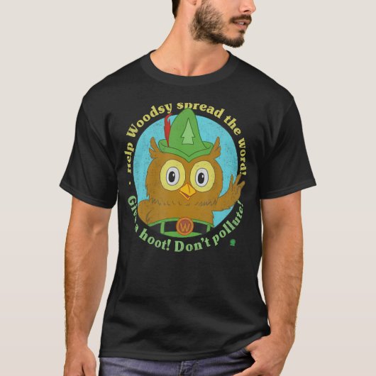 Woodsy Uil geven een schot gestresst en vervaagd T-shirt (Voorkant)
