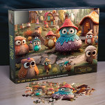 Woodsy Village. 30x20-inch 1014-jigzaapuzzel voor  Legpuzzel<br><div class="desc">Woodsy is een vreedzame en vriendelijke plaats waar de dorpelingen de hele dag graag chatten en spelen. Geor bezoekt vaak zijn tante Owlive en haar kinderen die daar wonen, die genieten van de warme atmosfeer en de prachtige natuurlijke omgeving. Op een dag, wanneer Geor een bezoek brengt aan Woodsy, merkt...</div>