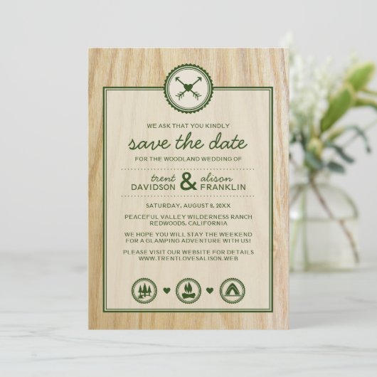 Woodsy Wedding & Glamping Save the Dates Save The Date (Staand voorkant)