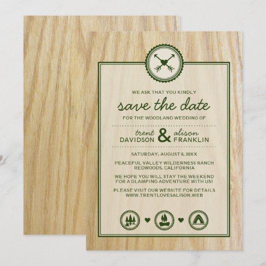 Woodsy Wedding & Glamping Save the Dates Save The Date (Voorkant / Achterkant)