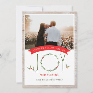 Woodsy Wreath Berries Joy Christmas Kaart