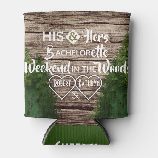 Woodsy "Zijn & Zijn Bachelorette Party" Blikjeskoeler (Voorkant)