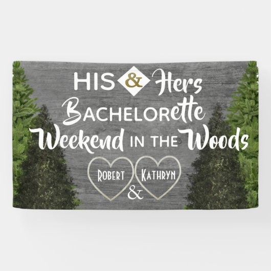 Woodsy Zijne & Hers Bachelorette Party Spandoek (Horizontaal)