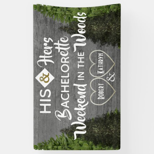 Woodsy Zijne & Hers Bachelorette Party Spandoek (Verticaal)