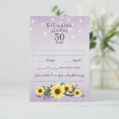 Woodsy Zonnebloem en Lichten Waterverf Reactie RSVP Kaartje (Staand voorkant)