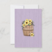 Woodsy Zonnebloem en Lichten Waterverf Reactie RSVP Kaartje (Achterkant)