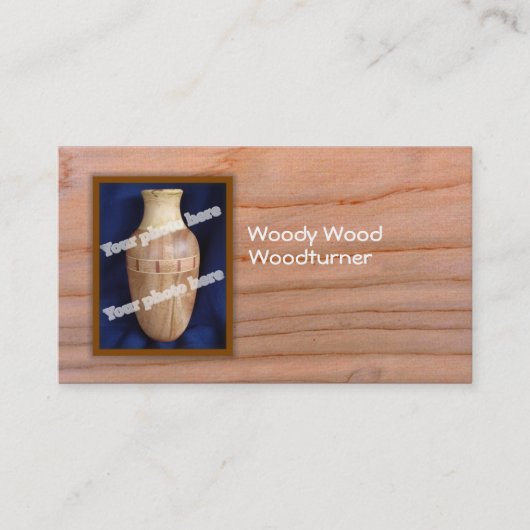 Woodturner Custom Photo Business Card Template Visitekaartje (Voorkant)