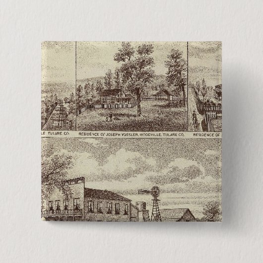 Woodville Hotel, ranches Vierkante Button 5,1 Cm (Voorkant)