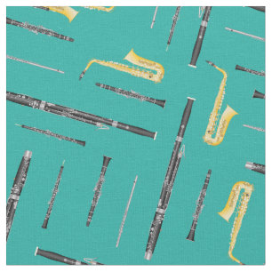 Woodwind Band Instruments Musician Turquoise Stof