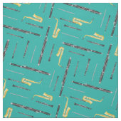 Woodwind Band Instruments Musician Turquoise Stof (Swatch)