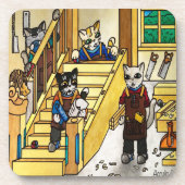 Woodwork Joinery Cats Bier Onderzetter (Voorkant)