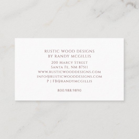 Woodworker Rustic Wood Business Card Visitekaartje (Achterkant)